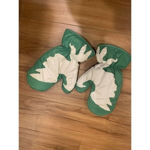 Green and White Men's Gloves